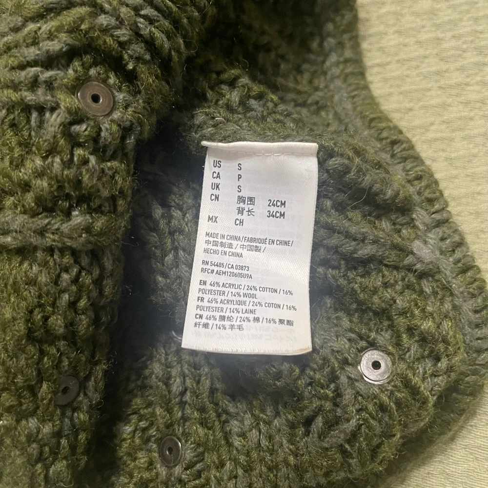 American Beagle Outfitters olive green dog sweater with studs